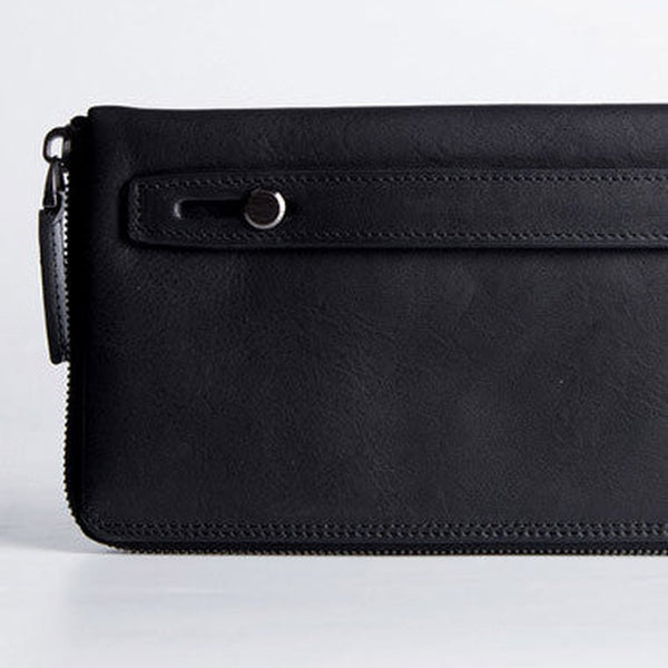 Handmade long wallet leather men phone zip clutch vintage wallet for men