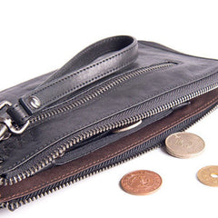 Cool leather mens Wristlet Wallets long wallet zipper clutch wallet for men