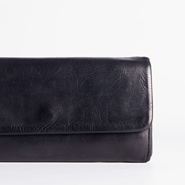 Leather Long clutch wallet leather black men wallet long wallet