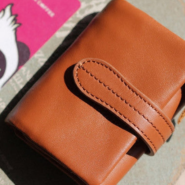 Handmade Genuine leather trifold billfold  purse wallet purse coin women
