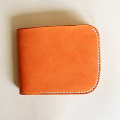 Handmade vintage yellow leather billfold ID card holder bifold wallet for women/lady girl