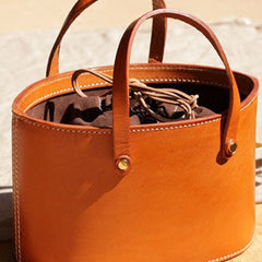 Handmade Leather bucket bag shopper bag for women leather handbag