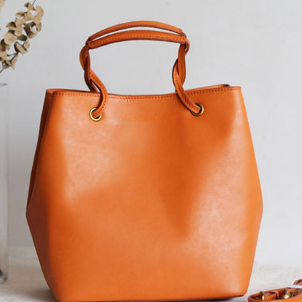 Handmade Leather handbag purse bucket bag for women shopper bag leather shoulder bag