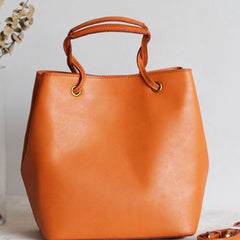 Handmade Leather handbag purse bucket bag for women shopper bag leather shoulder bag