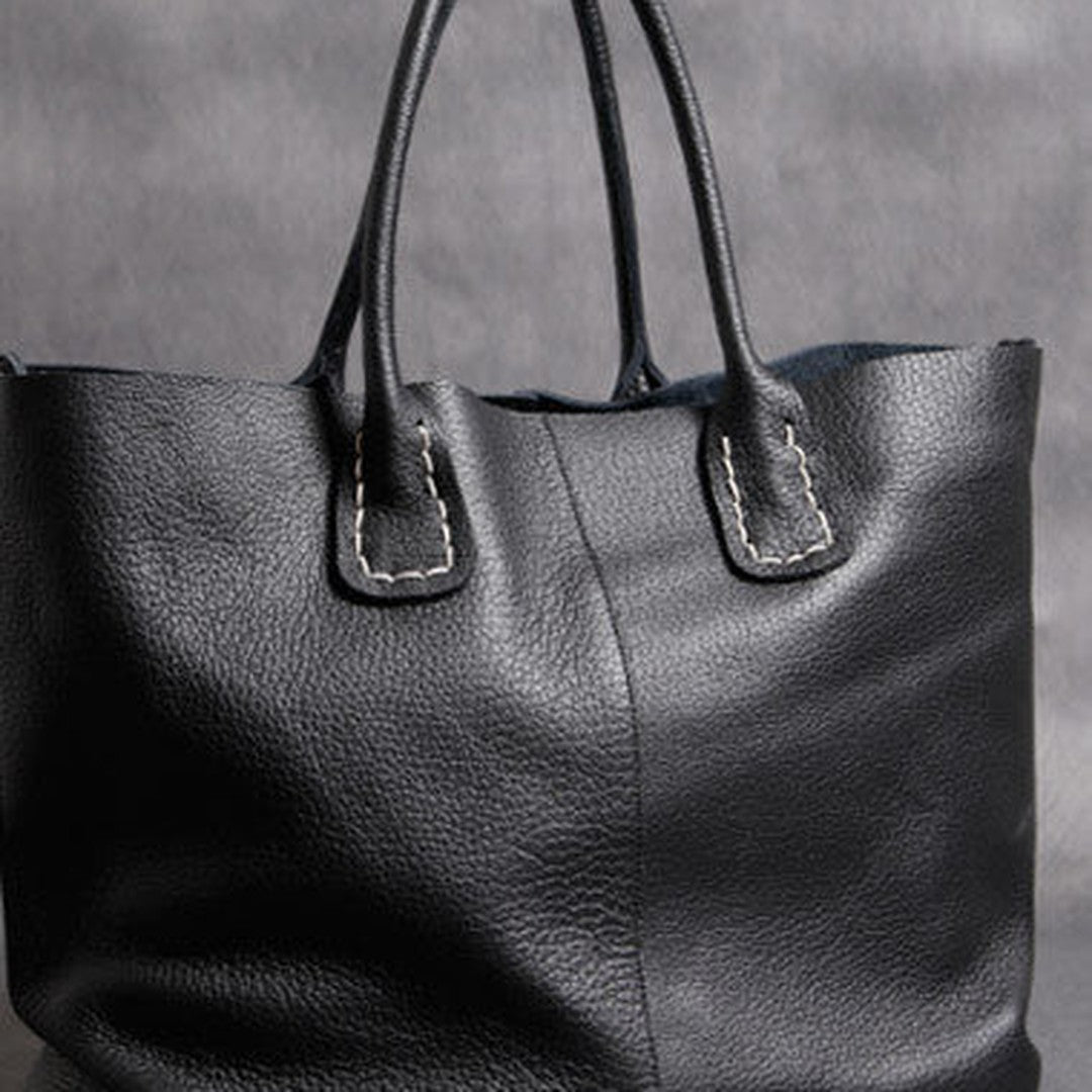 Handmade Leather black tote bag for women leather shoulder bag handbag