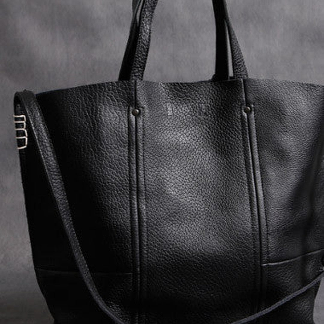 Handmade Leather black tote bag for women leather shoulder bag handbag