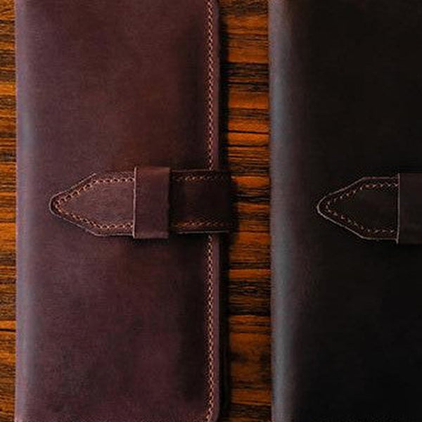 Handmade vintage purse leather wallet long phone wallet clutch wallet coffee brown men
