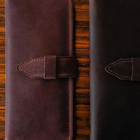 Handmade vintage purse leather wallet long phone wallet clutch wallet coffee brown men