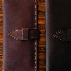 Handmade vintage purse leather wallet long phone wallet clutch wallet coffee brown men