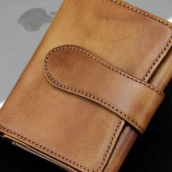 Handmade men billfold leather wallet men vintage green brown billfold wallet for him