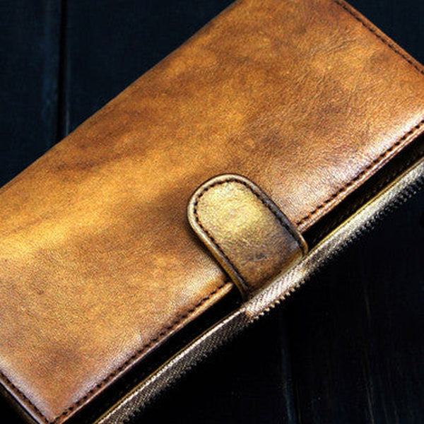 Vintage Cool mens long leather wallet men vintage long wallet for men