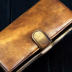 Vintage Cool mens long leather wallet men vintage long wallet for men