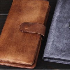 Cool Vintage Mens long leather wallet men bifold long wallets for men