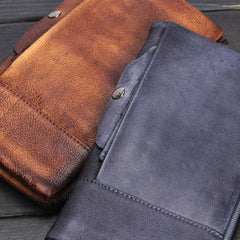 Handmade men long leather wallet clutch men bifold vintage gray brown long wallet for him