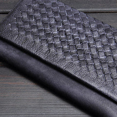 Handmade men long leather wallet men bifold vintage gray long wallet for him