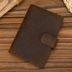 Dark Brown Leather Vertical Wallet with Buckle Mens Wallets Leather Vertical Bifold Wallet - iwalletsmen