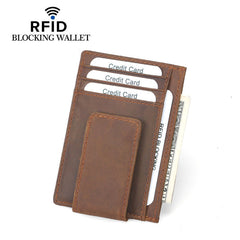 Leather Mens Wallet Cool Slim Front Pocket Wallet Money Clip for Men