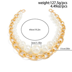 Big Pearl Wallet Chain White Beaded Wallet Chain for Men Large Double Wallet Chain - iChainWallets