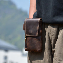 Brown Leather Belt Phone Pouch Mens Belt Pouch Leather Phone Belt Pouch - iwalletsmen