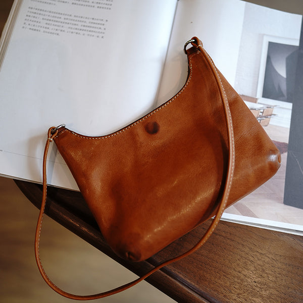 Vintage Coffee Womens Small Saddle Shoulder Bag - Side View