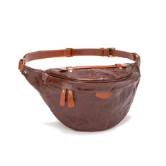 Brown  Leather Fanny Bag Mens Leather Fanny Pack Crossbody - iwalletsmen