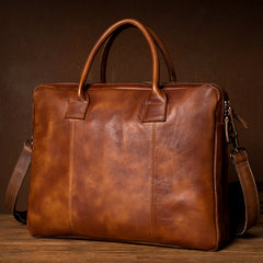 Vintage Leather Mens Brown Briefcase Work Bag Laptop Bag Handbag Business Bag for Men