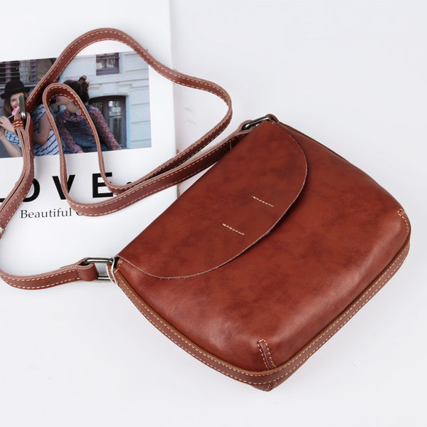Vintage Brown Womens Shoulder Leather bag leather - Open View