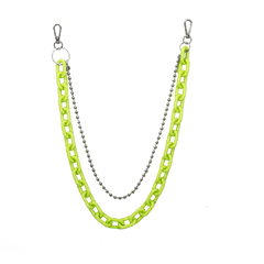 Cute Fluorescent Color Jeans Chain Silver Double Layers Resin Light Wallet Chains Panties Chain For Men
