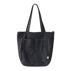 Women Blue Denim Shopper Tote Bags Denim Large Tote Shoulder Bag Handbag for Men - EverHandmade
