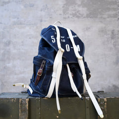 Blue Jean Backpack Mens Huge Backpack Large Blue&White Denim Backpack for Men - Feltify