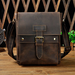 Cool Mens Leather Vintage Small Side Bag Small Messenger bag Shoulder bag For Men