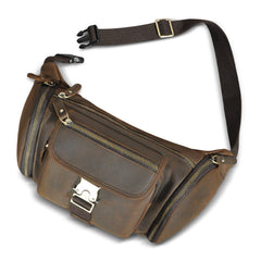 Dark Brown Mens Leather Waist Pack 