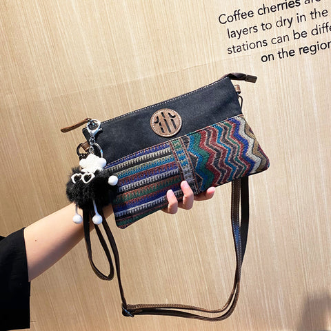 Boho Clutch Bag Canvas Small Shoulder Bag Clutch Embroidery Canvas Small Boho Crossbody Bag - Feltify