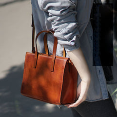 Brown Womens Leather Tote Purse Handbag Shoulder Bag Small for Women Leather Shopper Bag - EverHandmade