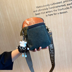 Green Canvas Vertical Shoulder Bag Canvas Crossbody Bag Phone Bag for Women - Feltify