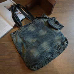 Large Denim Tote Denim Shoulder Bags Blue Jean Shoulder Bag Large Jean Tote Bag - Feltify