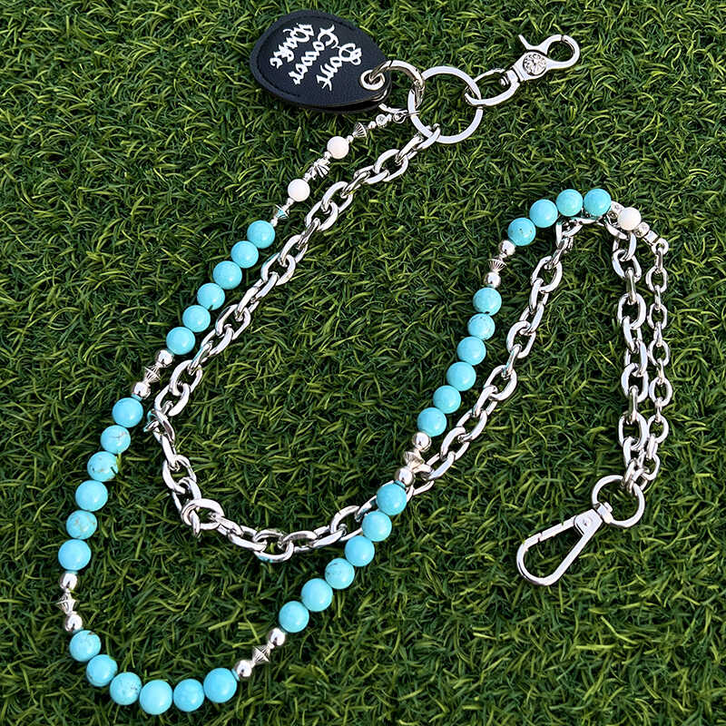 Cyan Blue Ball Wallet Chain Double Pants - Back View