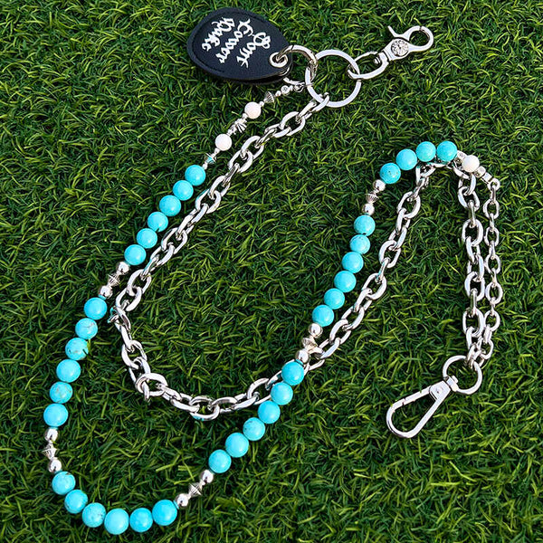 Cyan Blue Ball Wallet Chain Double Pants - Back View