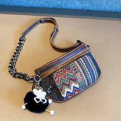 Boho Sling Bag Boho Crossbody Bag Embroidery Canvas Small Waist Bag Boho Shoulder Bag - Feltify