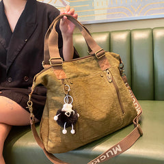 Canvas Large Shoulder Bag Canvas Handbag Green Canvas Crossbody Bag - Feltify
