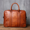 Vintage Leather Mens Briefcase Handbag Work Bag 15.6'' Laptop Briefcase Business Shoulder Bag for Men