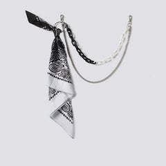 White & Black Paisley Bandana Resin Trousers Chain Pants Chain Biker Kerchief Headscarf Jeans Chains