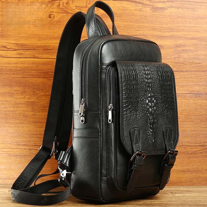 Sling Bag for Big Man - Leather Large Sling Backpack - Large Leather Sling Bag for Big Guys