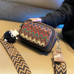 Boho Embroidery Canvas Small Crossbody Bag Bohemian Canvas Small Shoulder Bag - Feltify