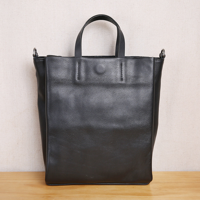 Dark Brown Leather Handbag Tote Shopper Bag Shoulder Tote Purse For Women