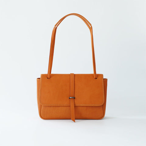 Womens Brown Leather Shoulder Purse Vintage Flip Commuting Bag for Ladies
