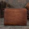 Handmade Vintage Leather Billfold Wallet for Men – Distressed Top-Grain Cowhide with Coin Pocket & ID Window