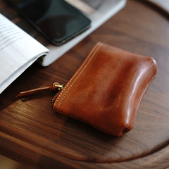 Cute Coffee Leather Womens Zipper Wallet Classic Small Card Coin Wallet For Women