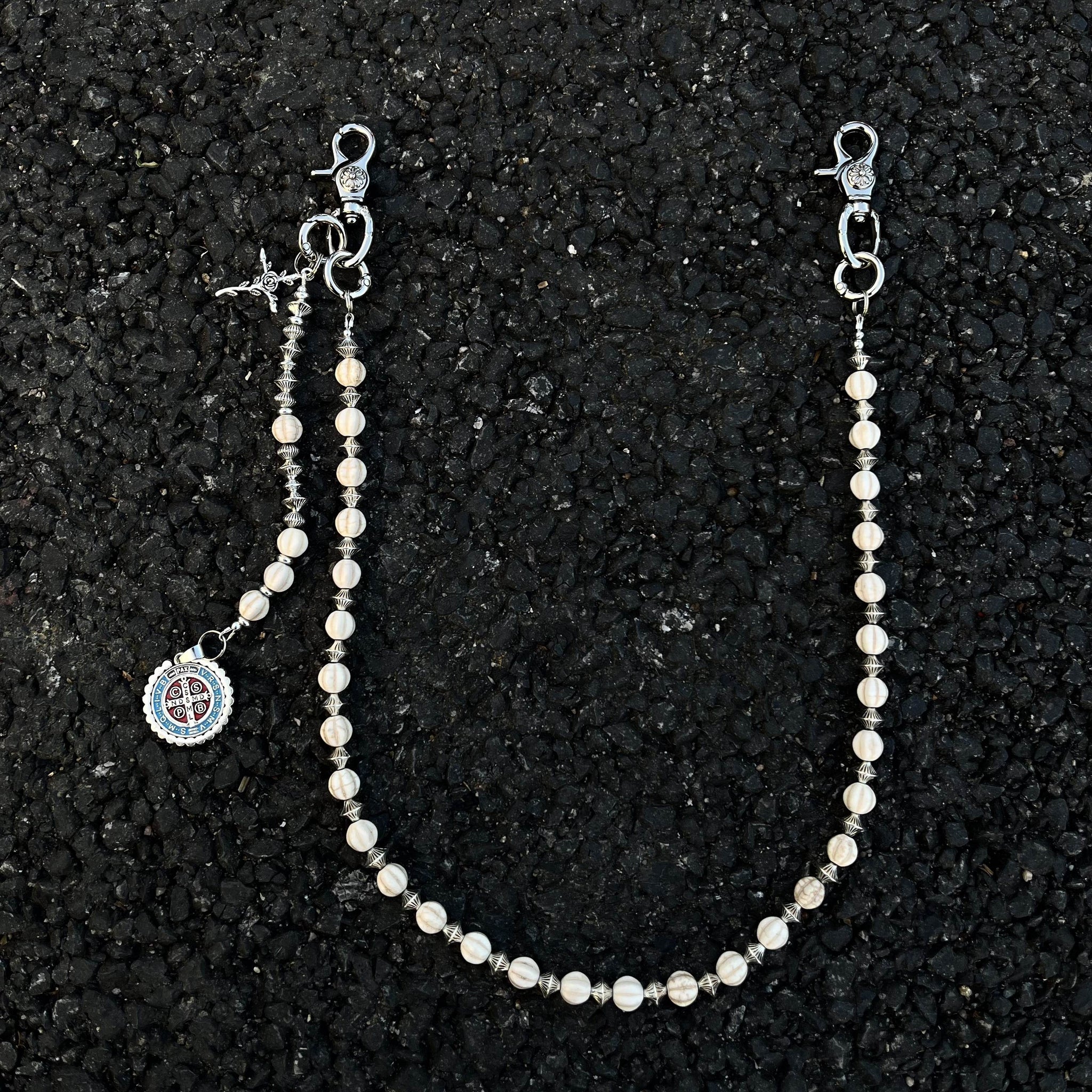 Long Ball Wallet Chains for Women White - Back View