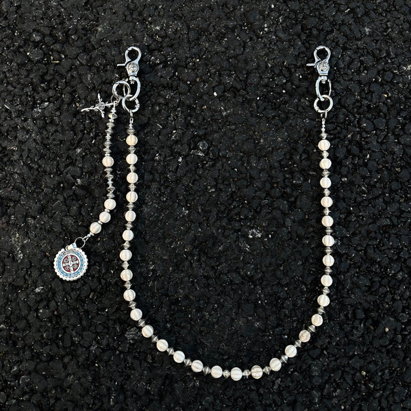 Long Ball Wallet Chains for Women White - Back View